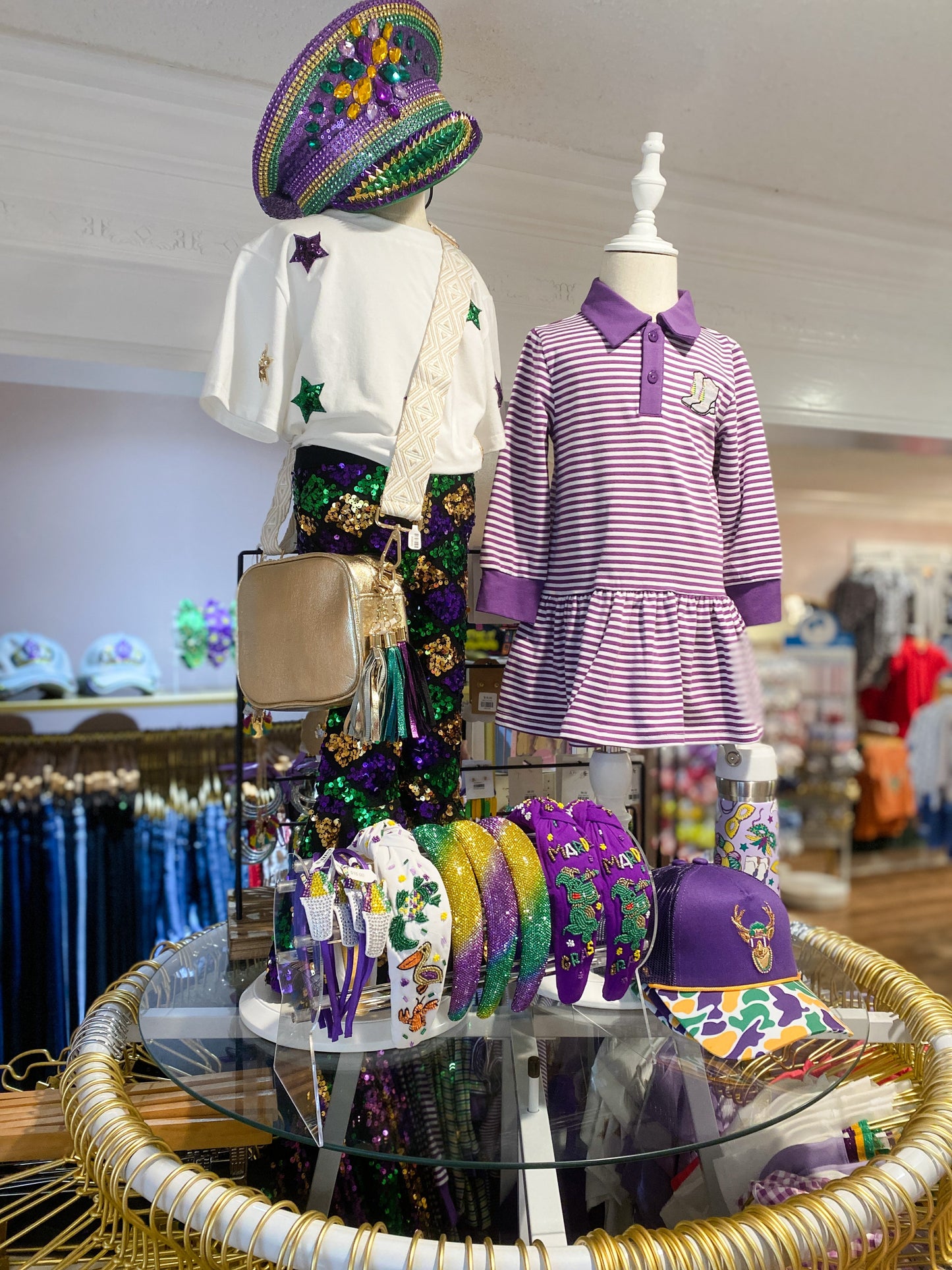 Mardi Gras Striped Collared Dress