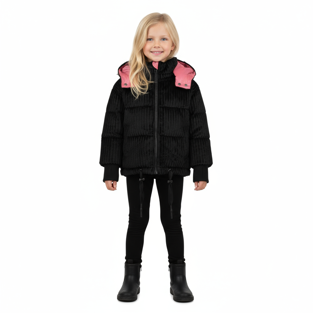 Raygo Black/Hot Pink Corduroy Jacket | Bold, Cozy & Retro-Chic