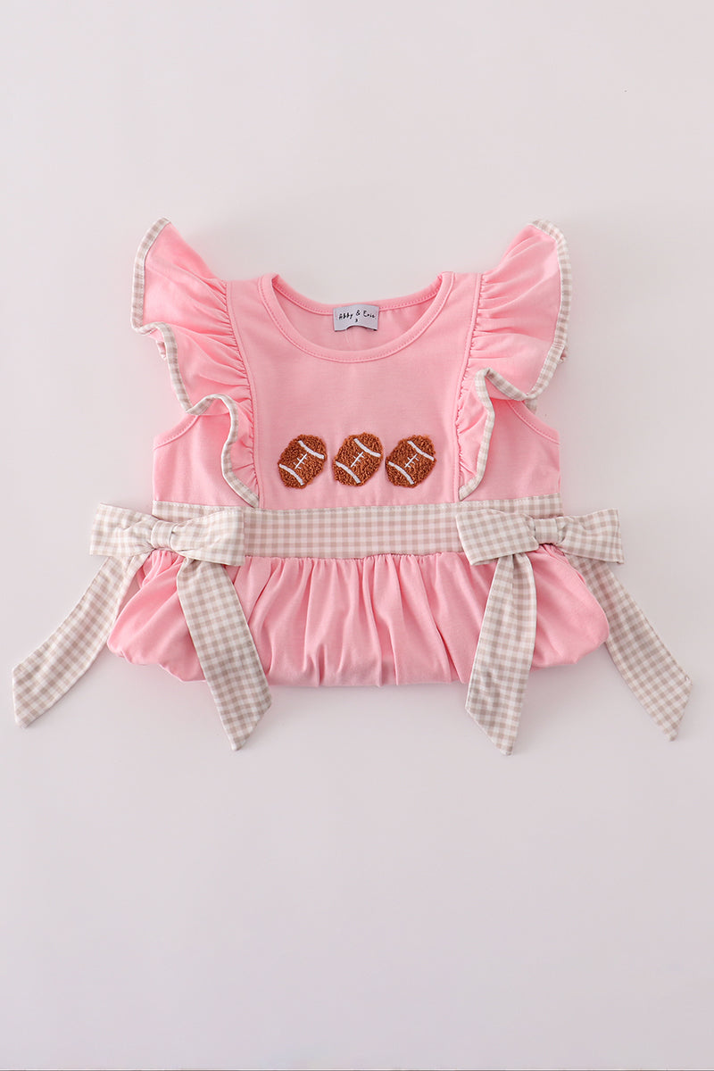 Pink football french knot ruffle dress
