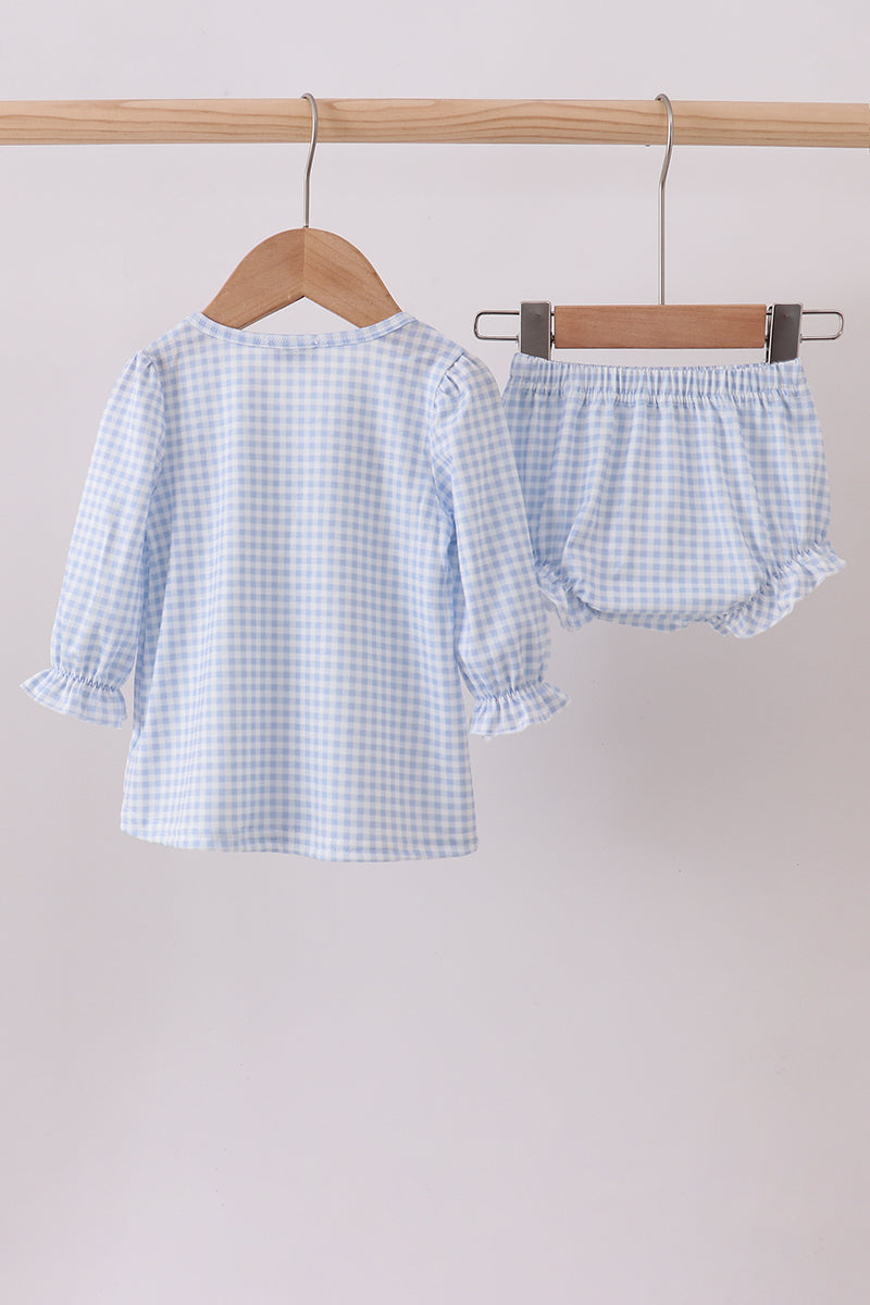 Blue santa claus embroidery bloomer set