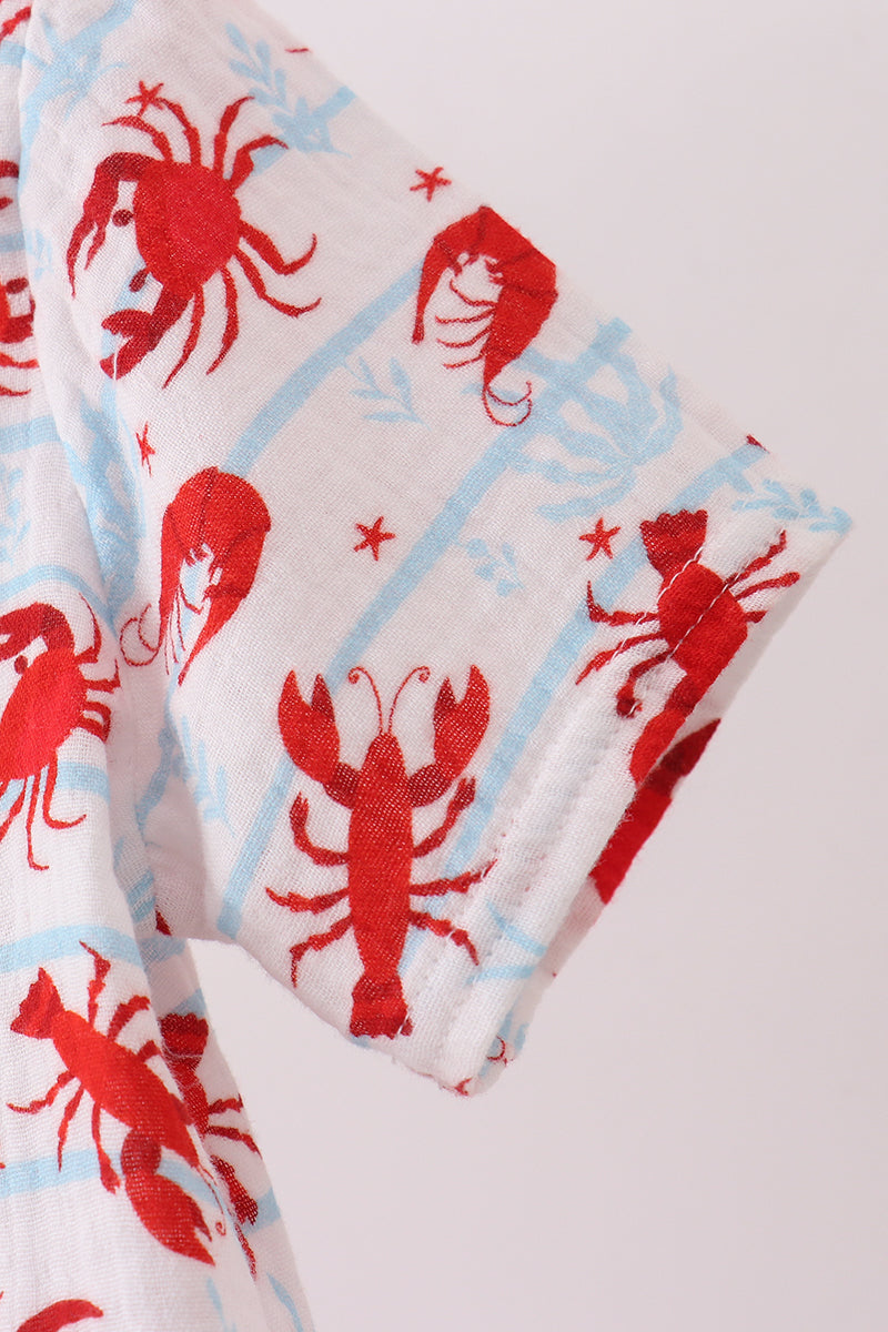 Lobster print muslin top