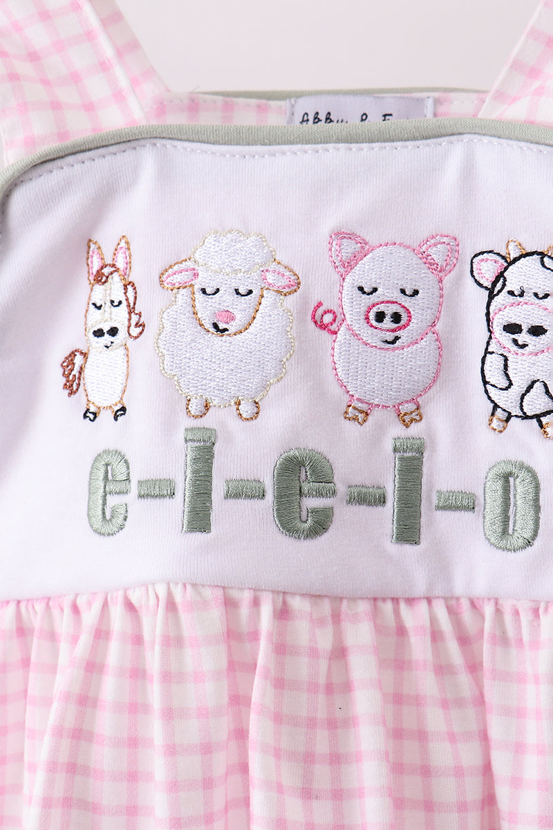 Pink farm animal embroidery bloomer set