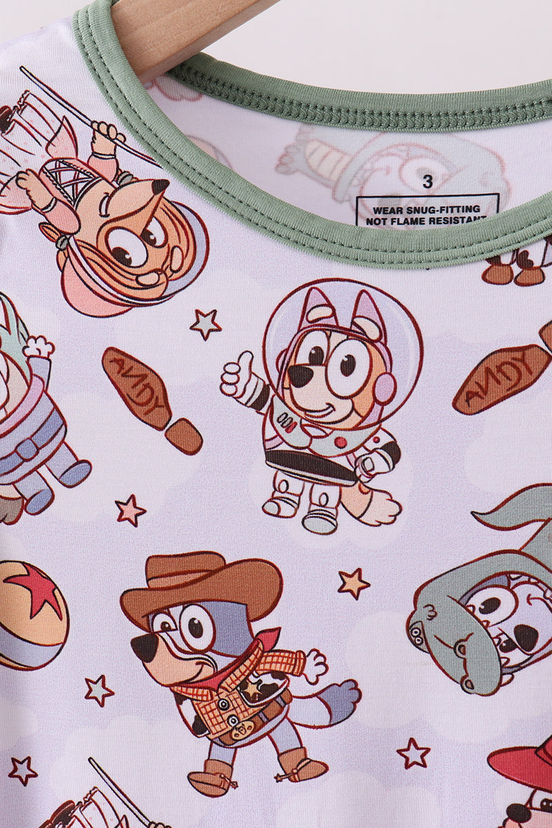 Sage character bamboo pajama shorts set