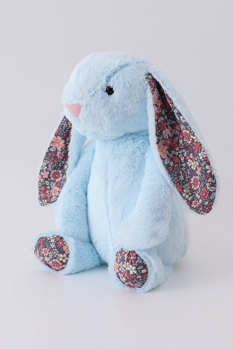 Blue floral plush bunny