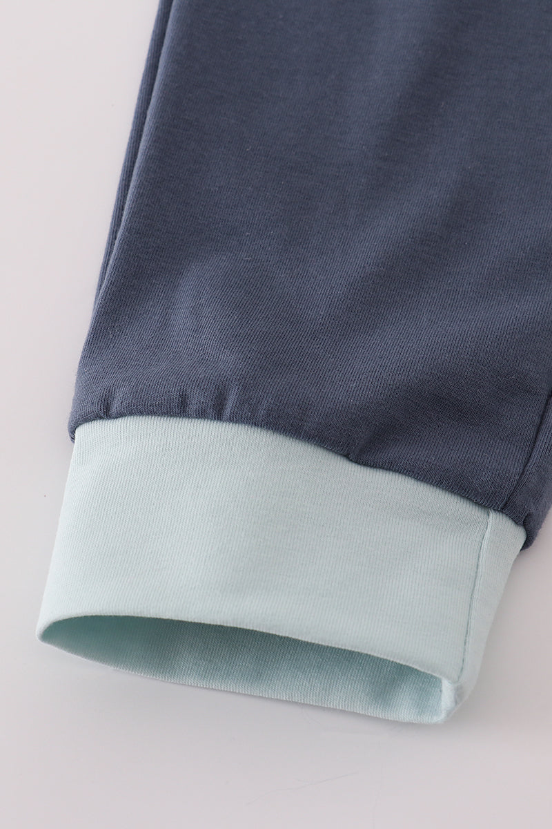 Blue embroidery pants set