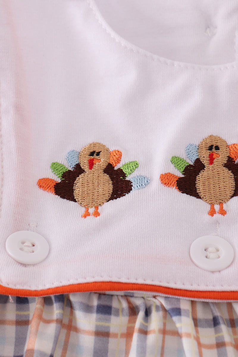 Orange turkey embroidery bubble set