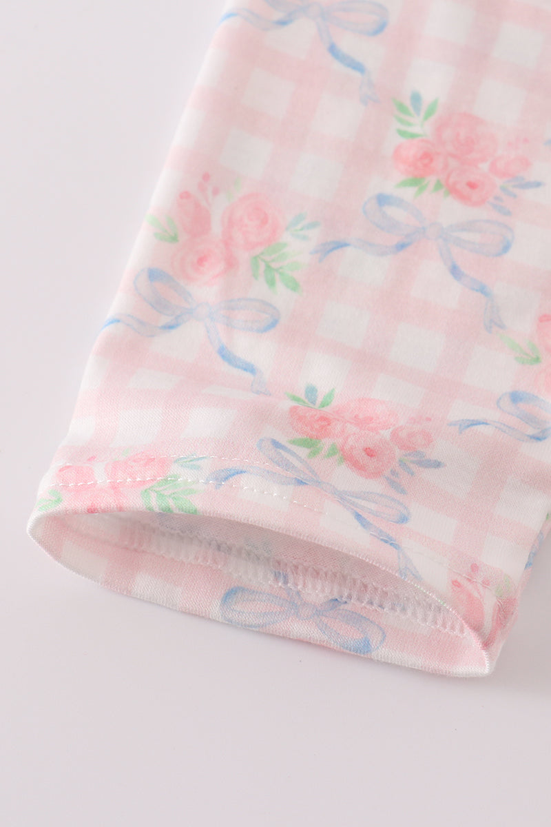 Pink floral print ruffle dress