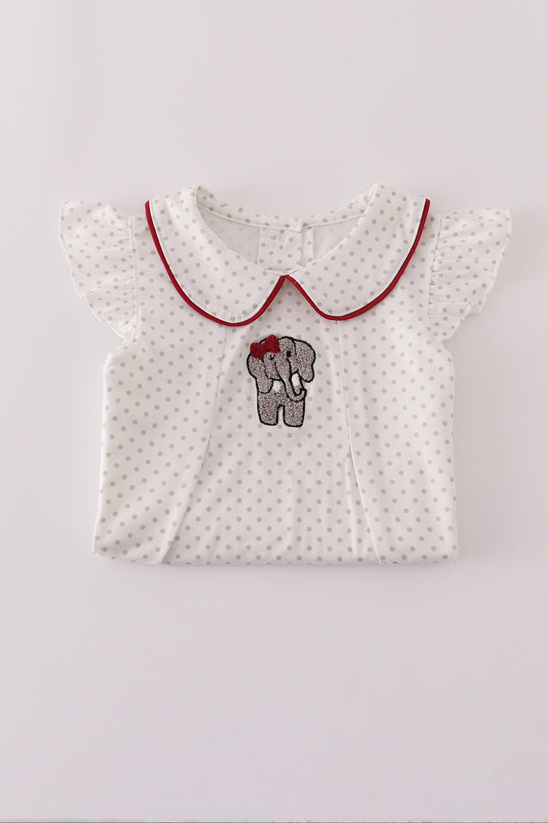 Alabama polka dot elephant french knot ruffle pants set