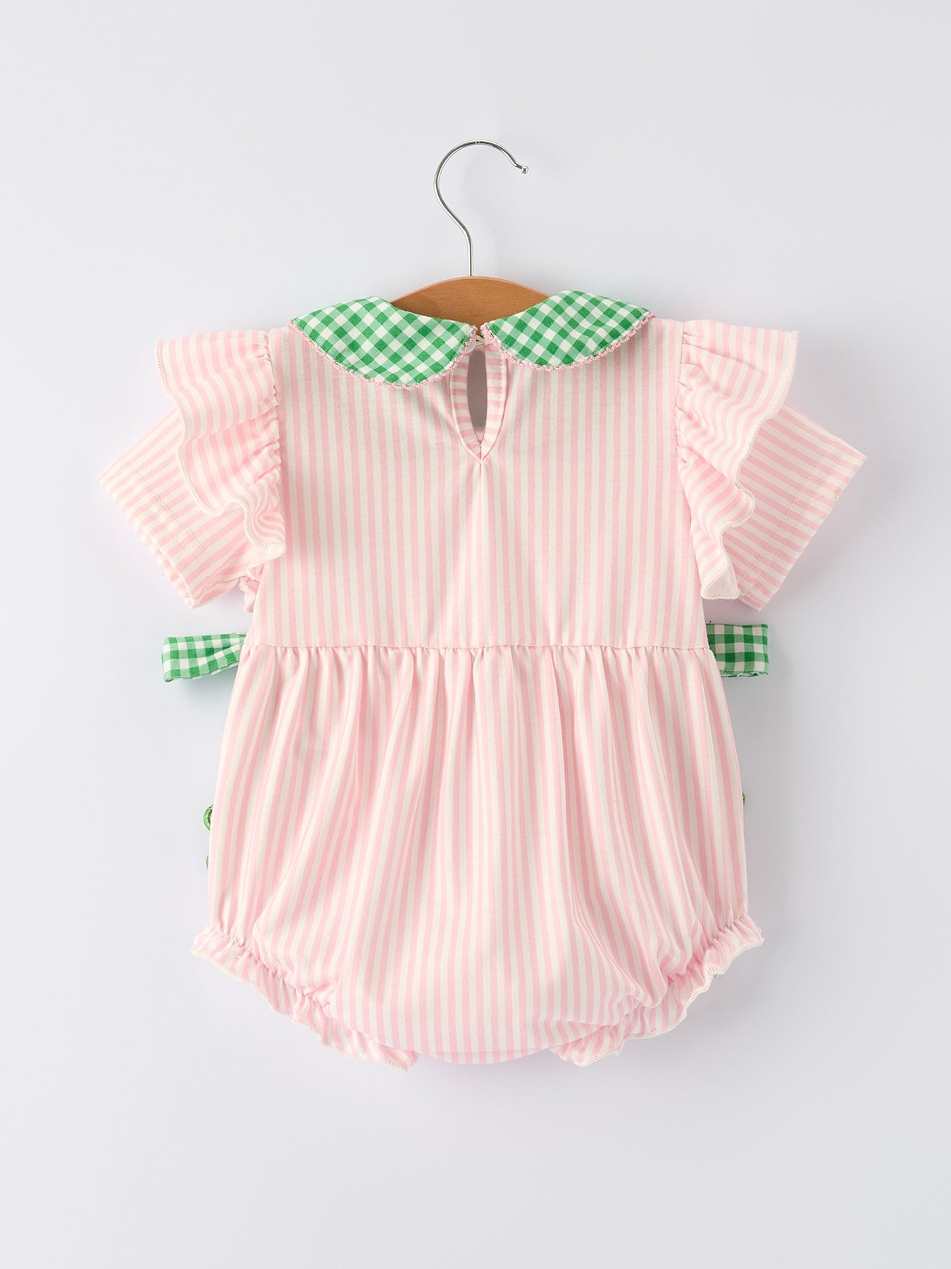 St. Patrick's Day Shamrock Striped Plaid Baby Girl Romper