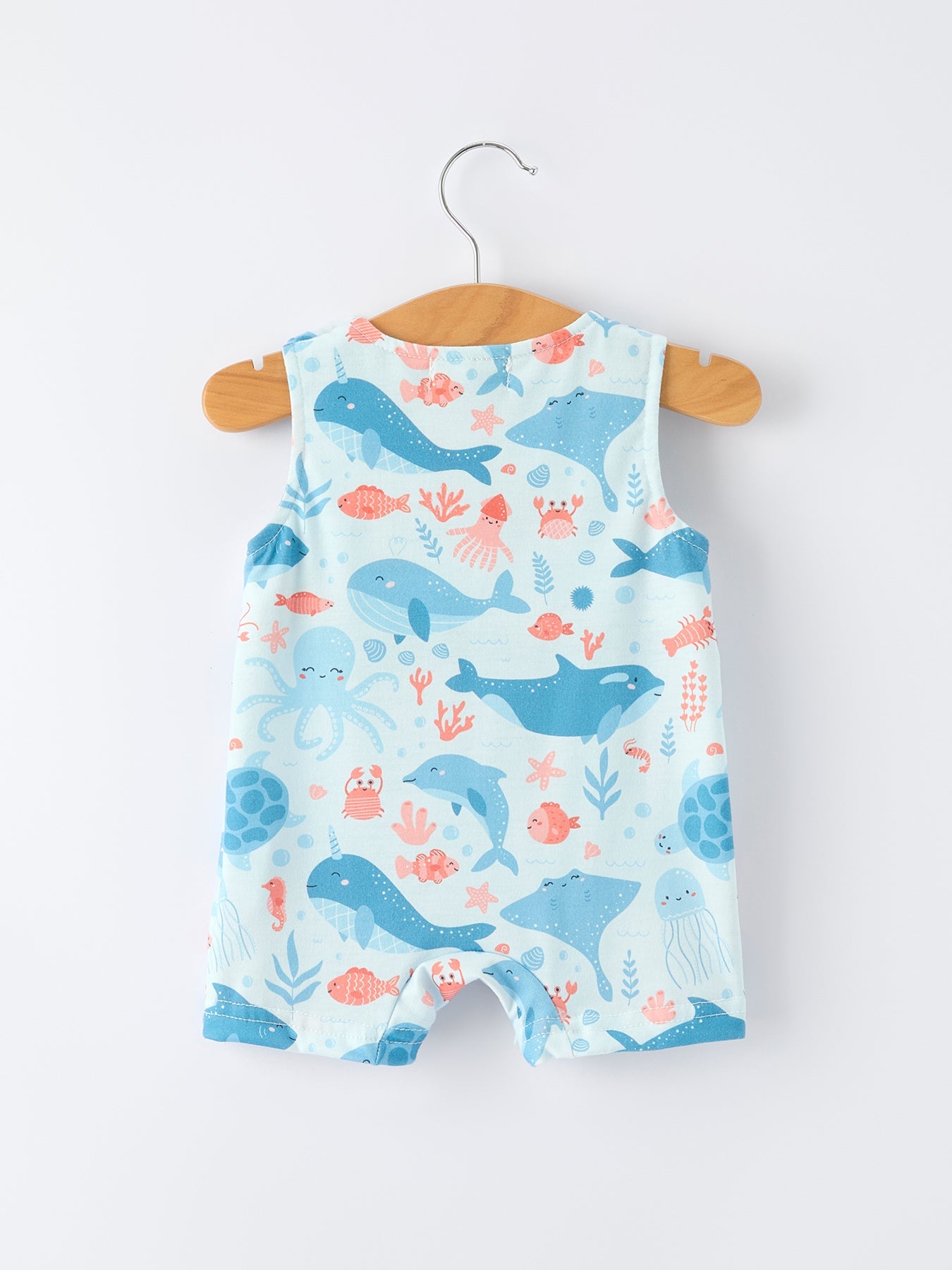 Marine Animal Smocking Embroidered Baby Boys' Romper
