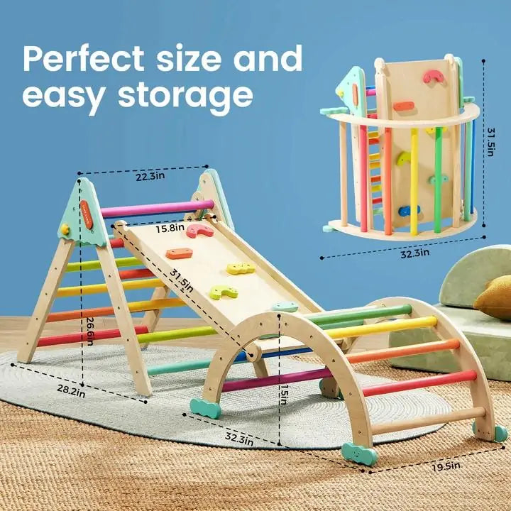 Tiny Land® 7-in-1 Rainbow Pikler Triangle Set