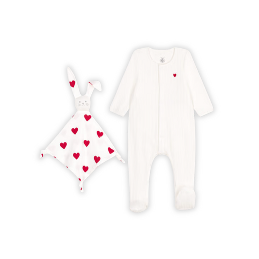 Petit Bateau | Baby 2pc Footie With Attached Bodysuit and Doudou