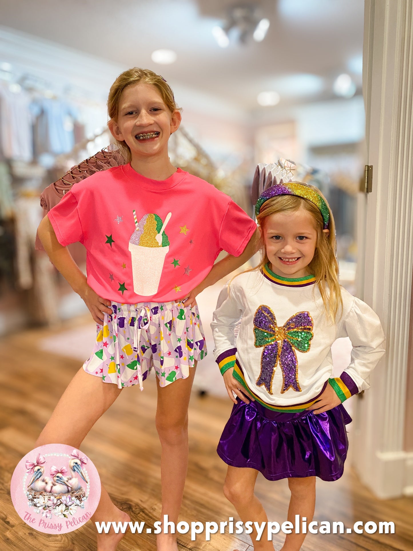 Azarhia Girls Slick Metallic Gathered Skort in Purple | Trendy Tween & Girls Athletic Skirt