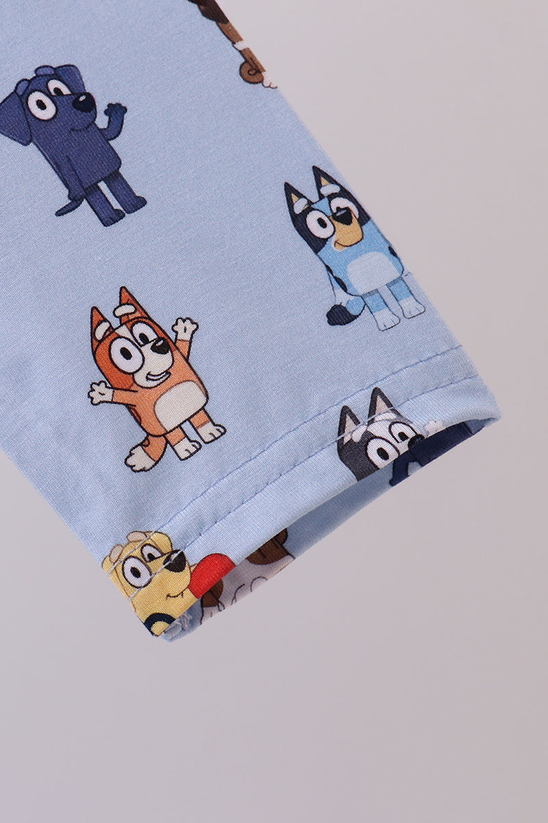 Premium blue character print bamboo dress