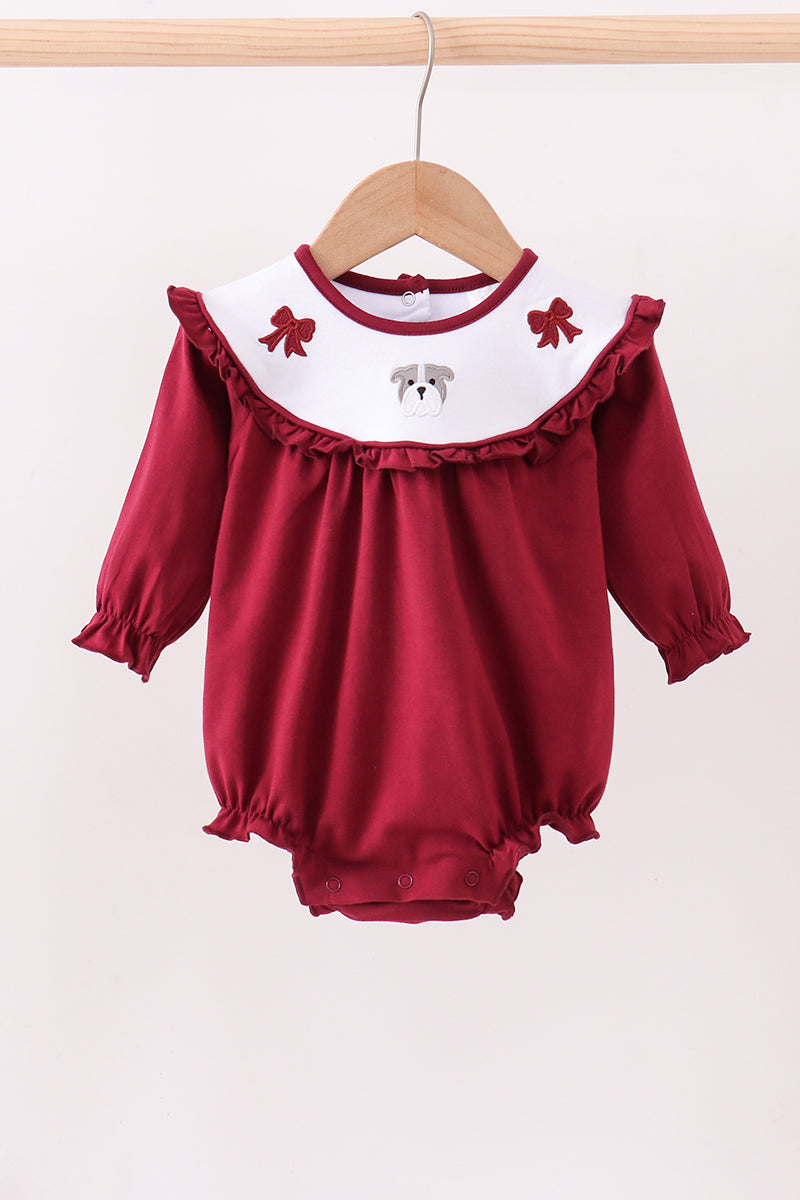 Premium Maroon Georgia bulldog bow embroidery bubble