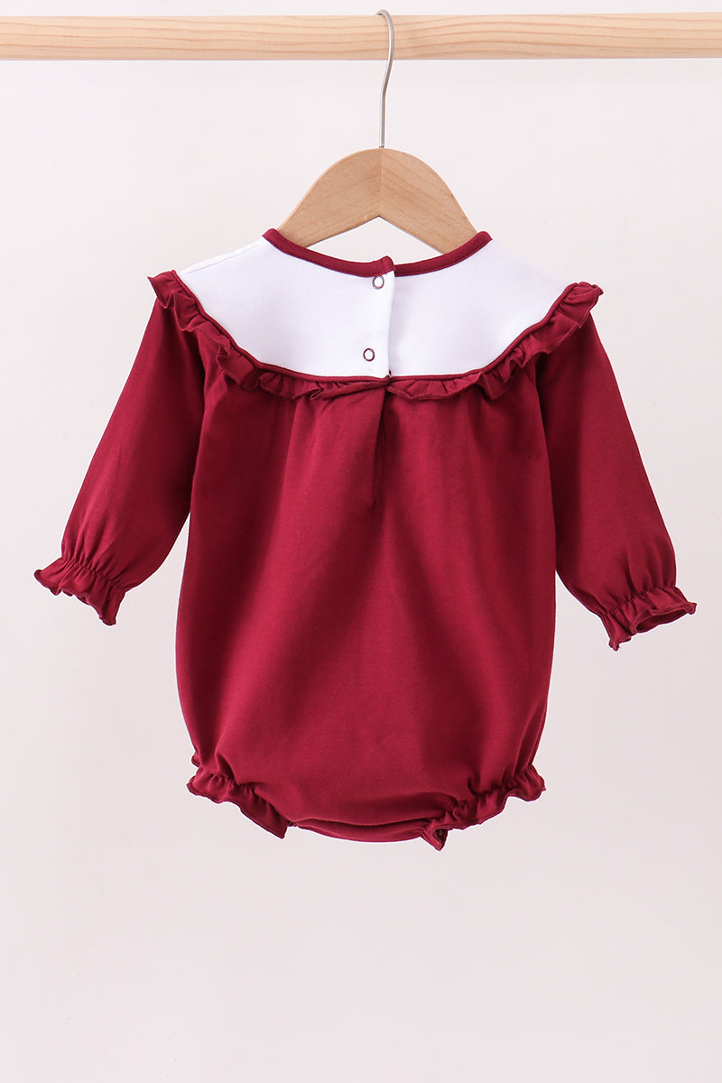 Premium Maroon Georgia bulldog bow embroidery bubble