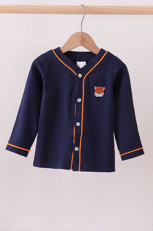 Premium Navy Auburn tiger embroidery cardigan