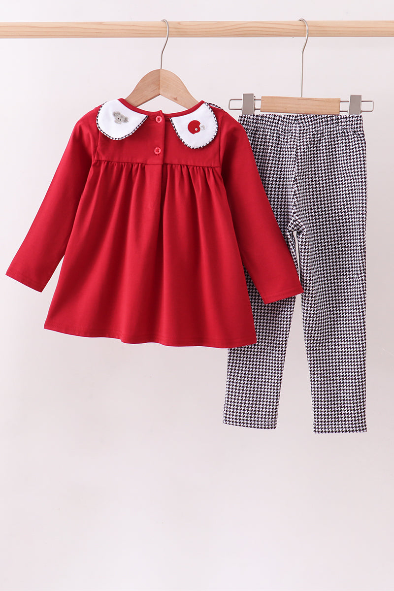 Premium Maroon Alabama elephant football embroidery gingham pants set