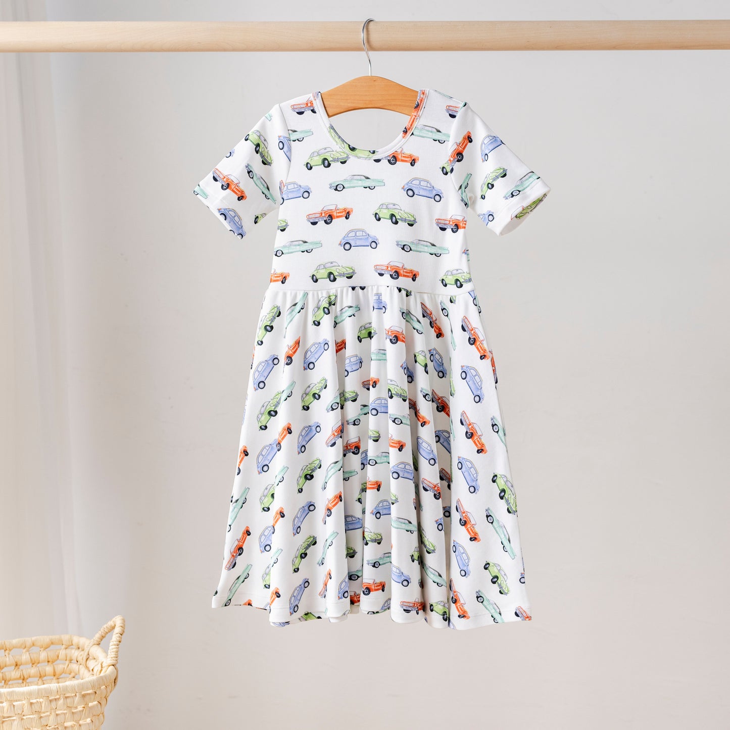 Vintage Road Trip Organic Cotton Dress for Kids