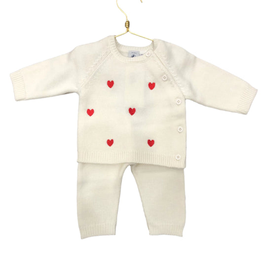 Baby Girl 2pc Knit Set Sweater With Hearts and Pant