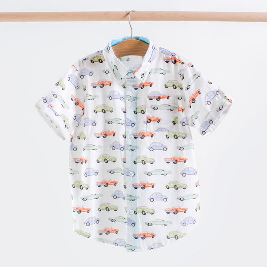 Vintage Road Trip Short Sleeve Collared Shirt