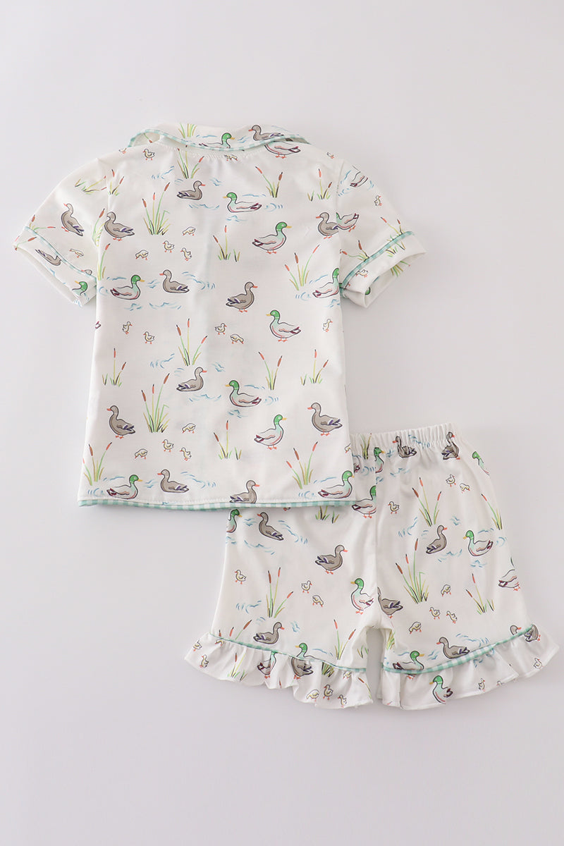Sage duck girl pajamas set