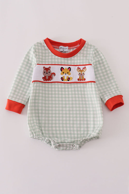 Fox embroidery gingham bubble