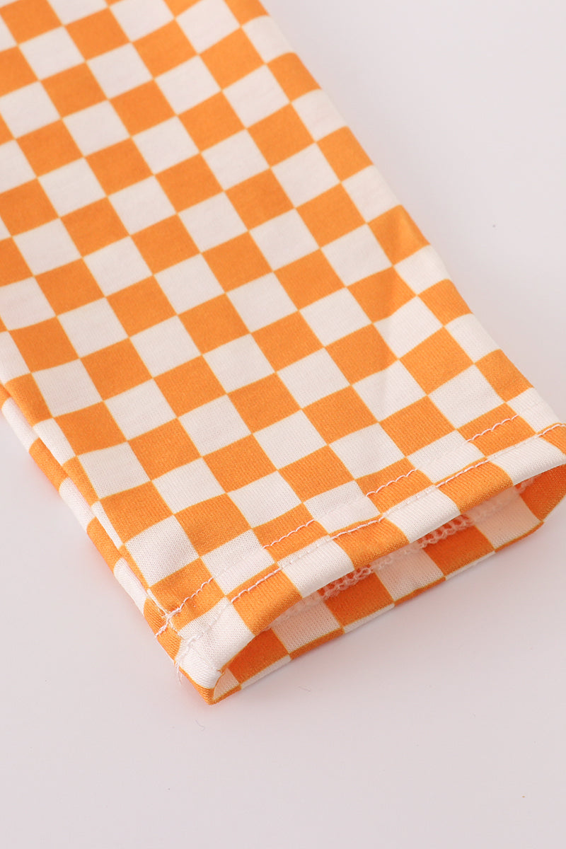 Orange Tennessee go vols embroidery checkered top