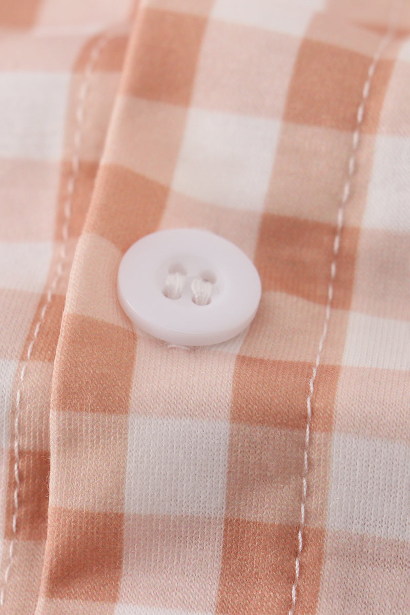 Orange gingham button down shirt