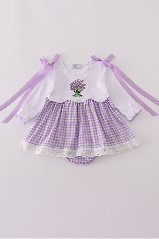 Lavender ribbon lace embroidery gingham bubble