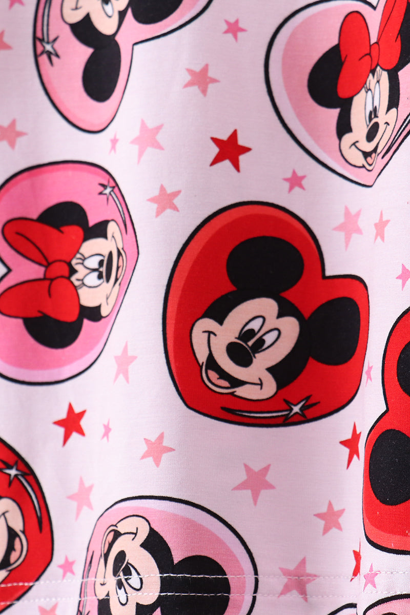 Red character heart print bamboo pajama pants set