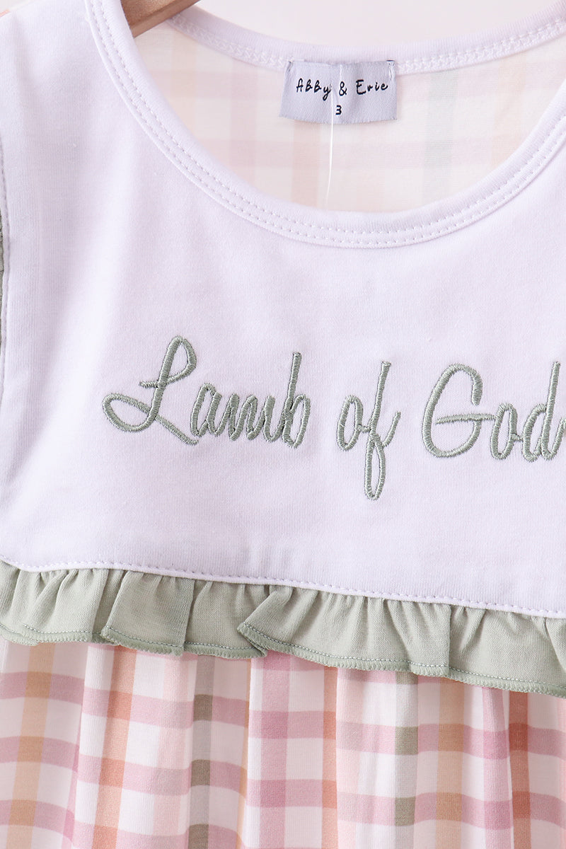 Lawb of god applique plaid ruffle dress