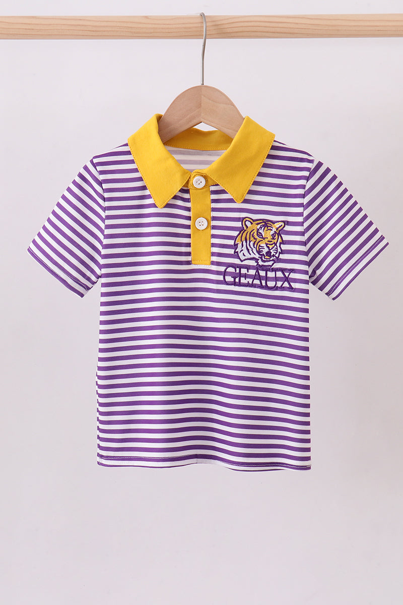 Purple LSU GEAUX applique top