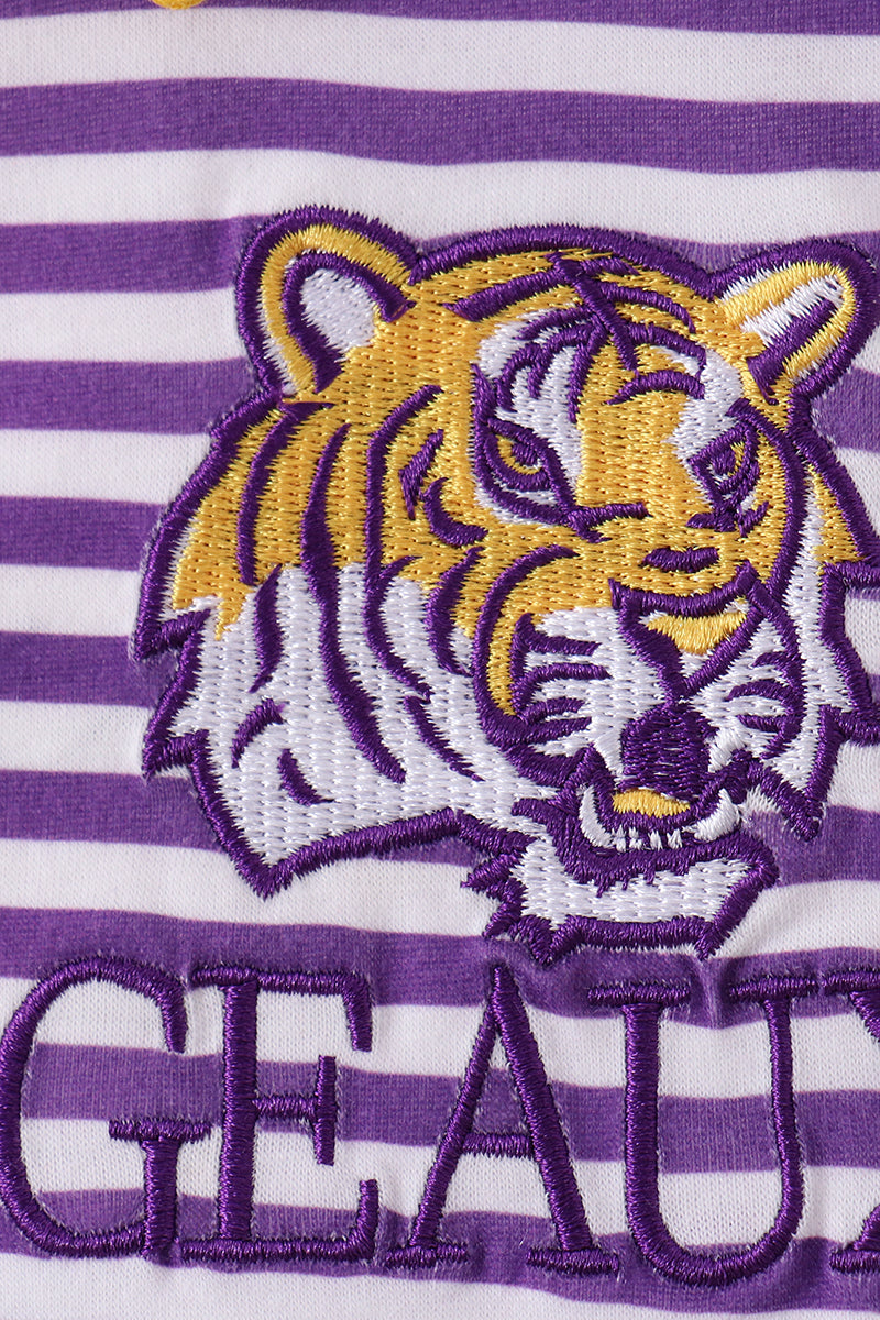 Purple LSU GEAUX applique top