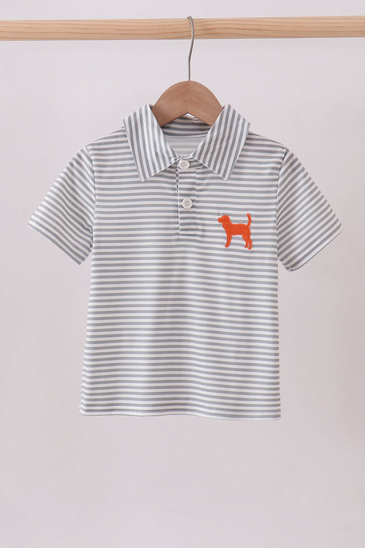 Orange Tennessee embroidery stripe button down shirt