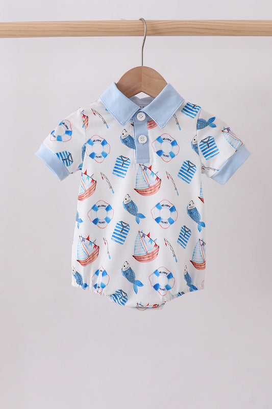 Blue sailboat print bubble