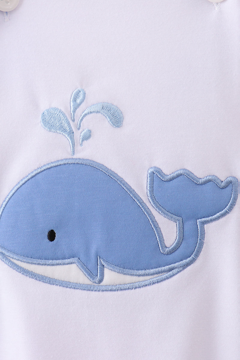 Blue whale applique bubble