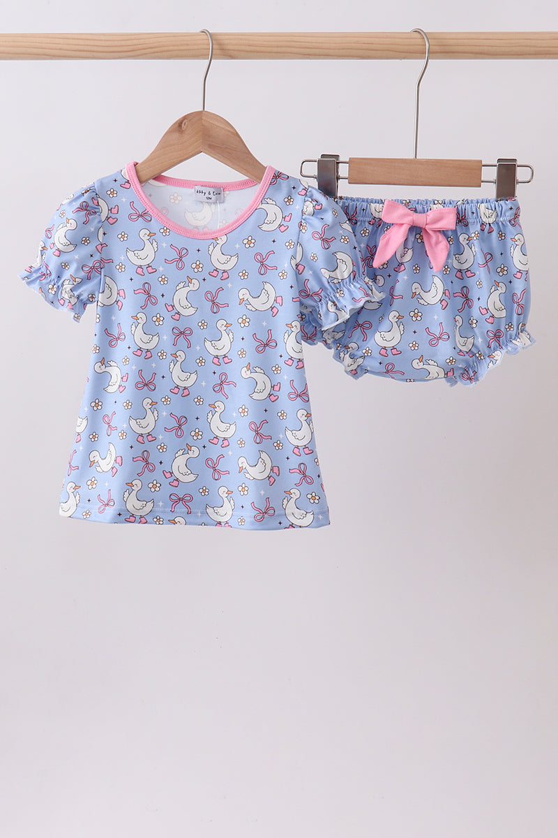 Purple duck print bow bloomer set