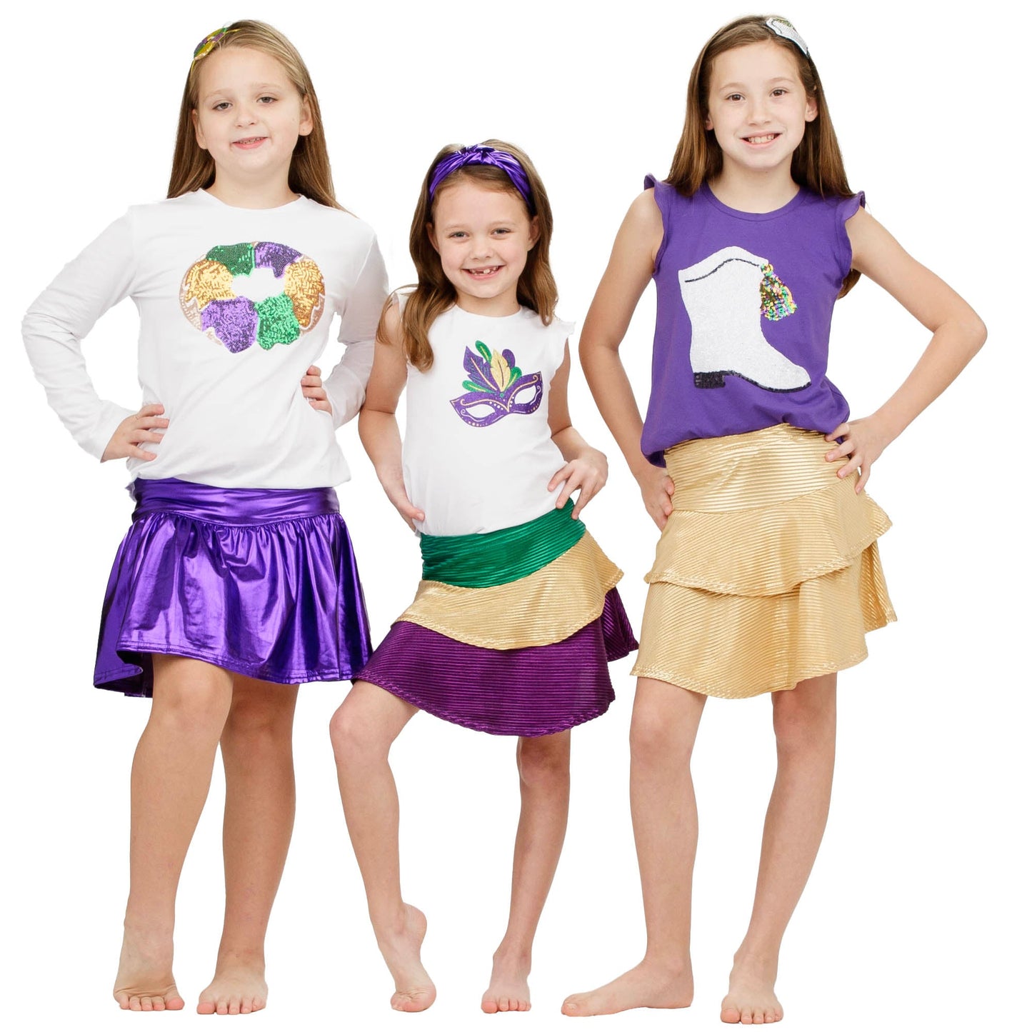 Azarhia Girls Slick Metallic Gathered Skort in Purple | Trendy Tween & Girls Athletic Skirt