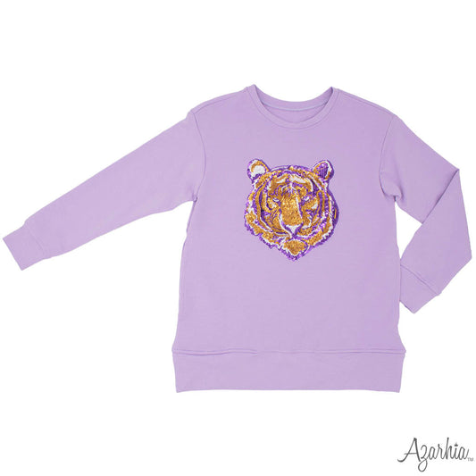 Lavender Tiger Sequin Tunic – Girls Long Sleeve Game Day Top
