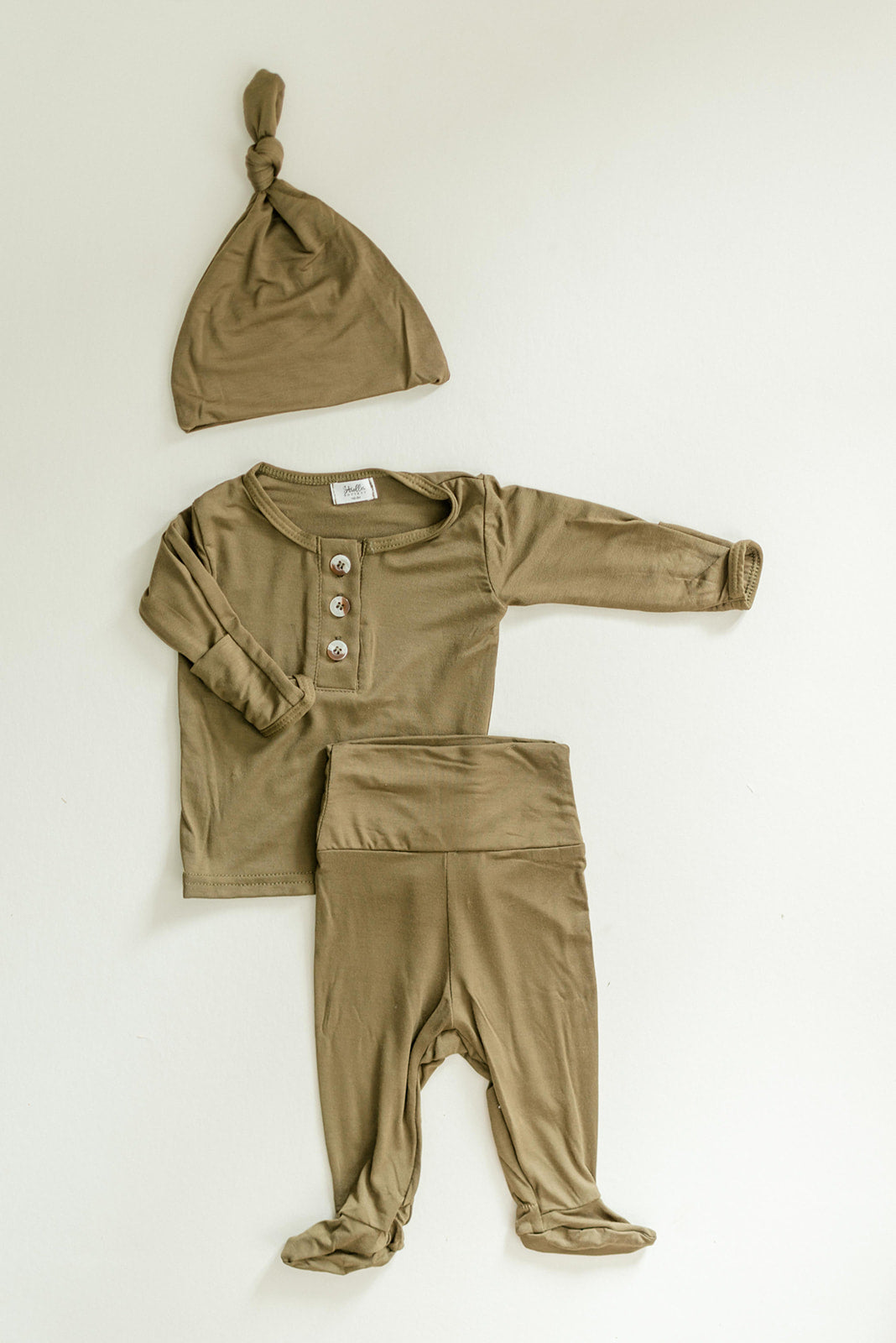Newborn Boy Outfit Set - Olive Green | Baby Boy Coming Home Outfit