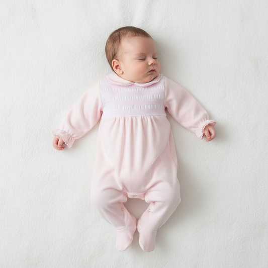 ALICE | Girls Embroidered Pink Organic Cotton All-in-One