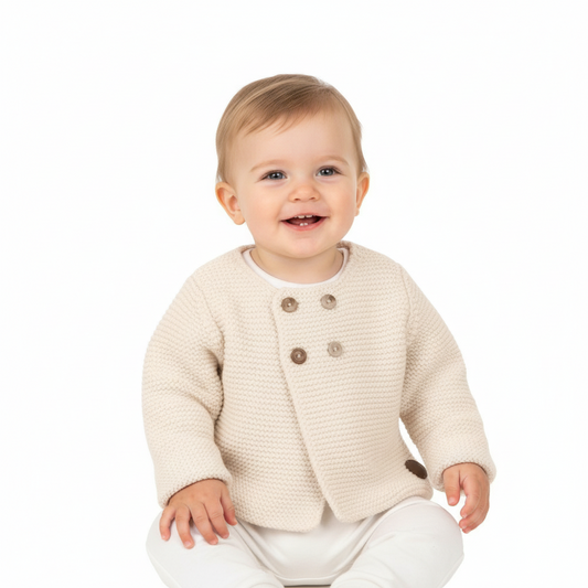 Baby Beige Cotton Knit Cardigan
