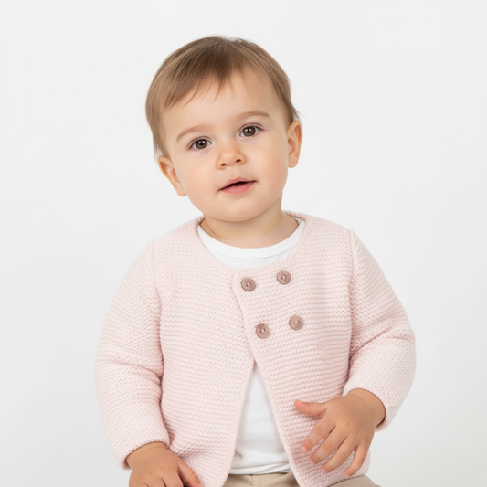 Girls Pale Pink Cotton Knit Cardigan