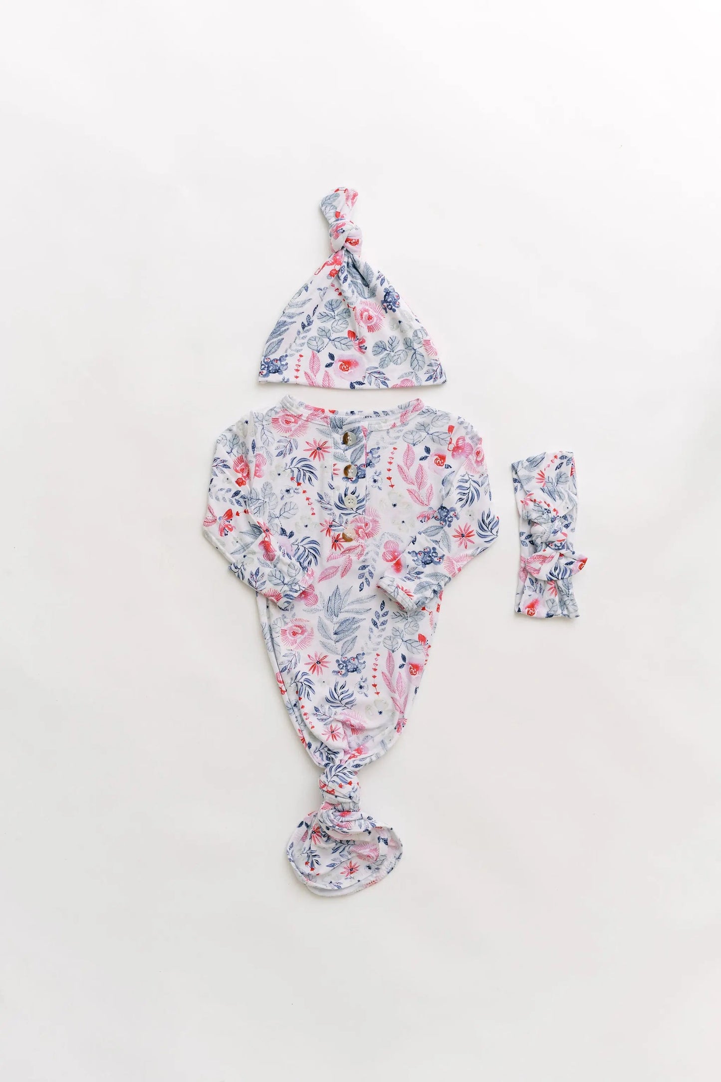 Stroller Society Newborn Gowns and Hat Set with Headband - Bloom