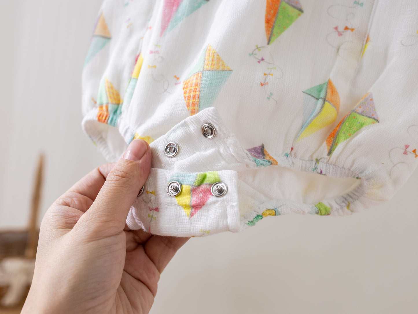 Reach for the Sky Organic Muslin Bubble Romper