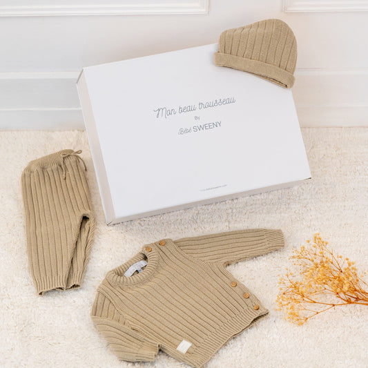 REMY | Beige Ribbed Knit Leggings Set (3)