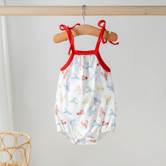 Colorful Claws Organic Cotton Crawfish Shoulder-Tie Onesie